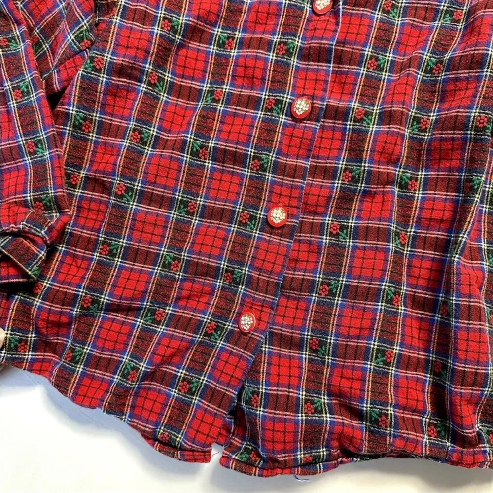 Vintage OshKosh Overalls with Red Plaid Details and matching Button Up Shirt set
